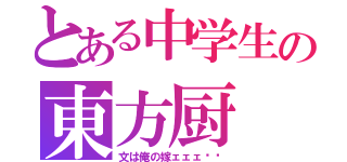 とある中学生の東方厨（文は俺の嫁ェェェ‼︎）