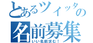 とあるツイッターの名前募集（いい名前求む！）