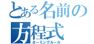 とある名前の方程式（ネーミングルール）