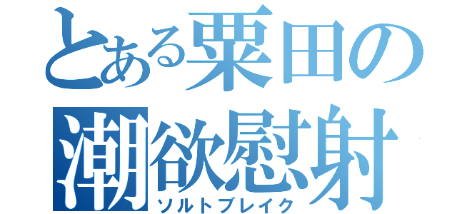 とある粟田の潮欲慰射（ソルトブレイク）