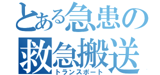 とある急患の救急搬送（トランスポート）