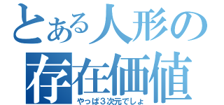 とある人形の存在価値（やっぱ３次元でしょ）