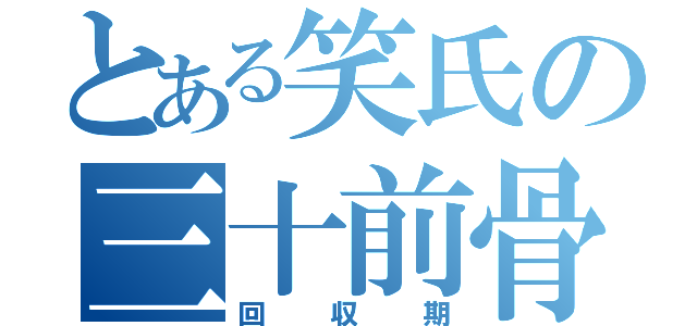 とある笑氏の三十前骨（回収期）