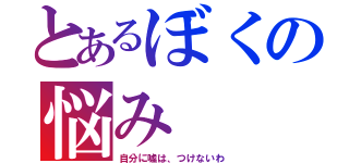 とあるぼくの悩み（自分に嘘は、つけないわ）