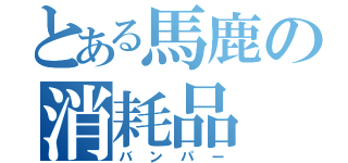 とある馬鹿の消耗品（バンパー）