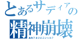 とあるサディアの精神崩壊（あれ？ネジどこいった？）