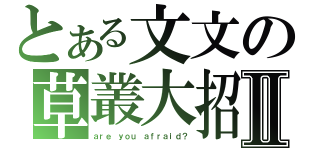 とある文文の草叢大招Ⅱ（ａｒｅ ｙｏｕ ａｆｒａｉｄ？）