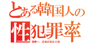 とある韓国人の性犯罪率（世界一、日本の約８０倍）