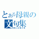 とある母親の文句集（例えば俺の事）