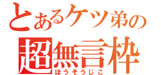 とあるケツ弟の超無言枠（ほうそうじこ）