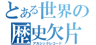 とある世界の歴史欠片（アカシックレコード）