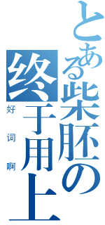 とある柴胚の终于用上了（好词啊）