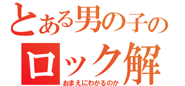 とある男の子のロック解除（おまえにわかるのか）