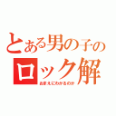 とある男の子のロック解除（おまえにわかるのか）