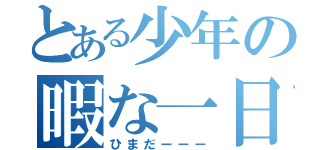 とある少年の暇な一日（ひまだーーー）