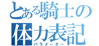 とある騎士の体力表記（パラメーター）