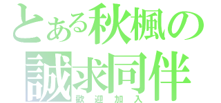 とある秋楓の誠求同伴（歡迎加入）