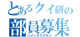 とあるクイ研の部員募集（ハイッテクダサイ）