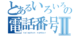 とあるいろいろなの電話番号Ⅱ（ｔｅｌｅｐｈｏｎ ｎｕｍｂｅｒ）