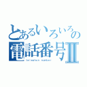 とあるいろいろなの電話番号Ⅱ（ｔｅｌｅｐｈｏｎ ｎｕｍｂｅｒ）