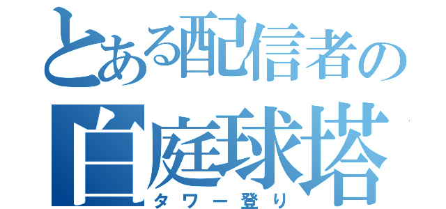 とある配信者の白庭球塔（タワー登り）