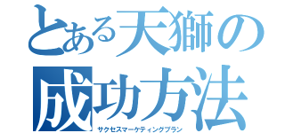 とある天獅の成功方法（サクセスマーケティングプラン）