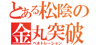 とある松陰の金丸突破（ペネトレーション）