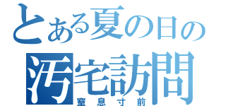 とある夏の日の汚宅訪問（窒息寸前）