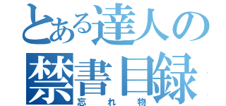 とある達人の禁書目録（忘れ物）