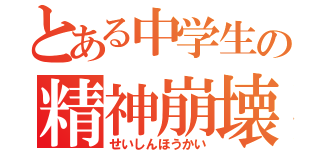 とある中学生の精神崩壊（せいしんほうかい）