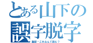 とある山下の誤字脱字（勘定⬅これなんて読む？）