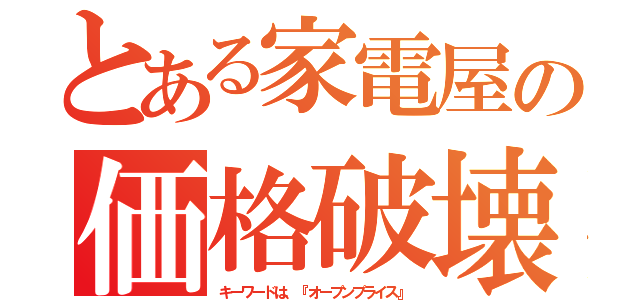 とある家電屋の価格破壊（キーワードは、『オープンプライス』）