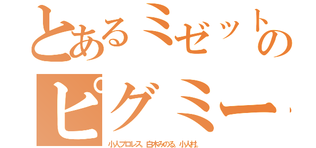 とあるミゼットのピグミー（小人プロレス。白木みのる。小人村。）
