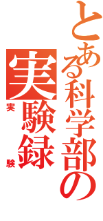 とある科学部の実験録（実験）