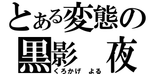 とある変態の黒影 夜（くろかげ よる）