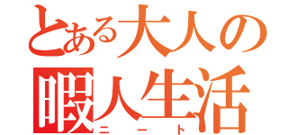 とある大人の暇人生活（ニート）