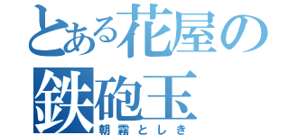 とある花屋の鉄砲玉（朝霧としき）