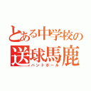 とある中学校の送球馬鹿（ハンドボール）