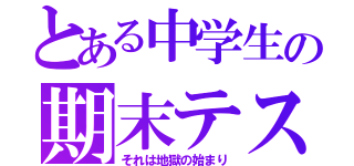 とある中学生の期末テスト（それは地獄の始まり）