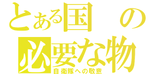 とある国の必要な物（自衛隊への敬意）