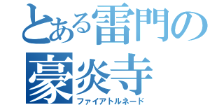 とある雷門の豪炎寺（ファイアトルネード）