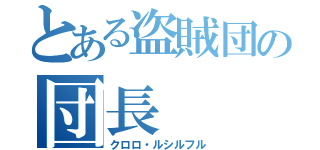 とある盗賊団の団長（クロロ・ルシルフル）