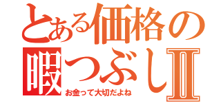 とある価格の暇つぶしⅡ（お金って大切だよね）