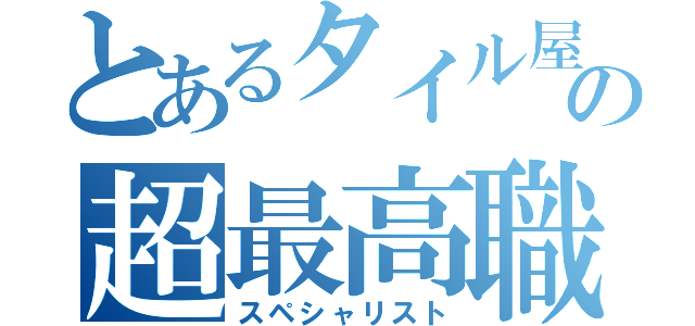 とあるタイル屋の超最高職人（スペシャリスト）