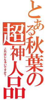 とある秋葉の超神人品（これはじんるいですか？）