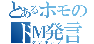 とあるホモのドＭ発言（ケツホルゾ）