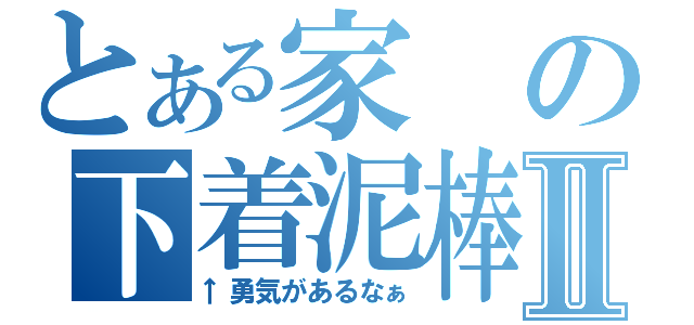 とある家の下着泥棒Ⅱ（↑勇気があるなぁ）