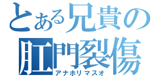 とある兄貴の肛門裂傷（アナホリマスオ）