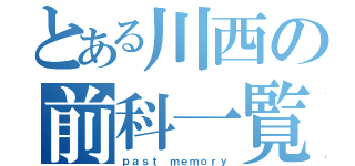 とある川西の前科一覧（ｐａｓｔ ｍｅｍｏｒｙ）