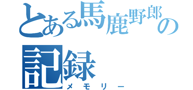 とある馬鹿野郎の記録（メモリー）